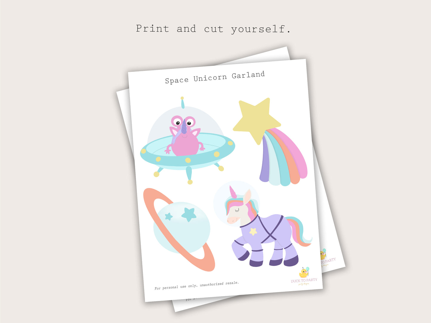 Printable Astronaut Unicorn Garland