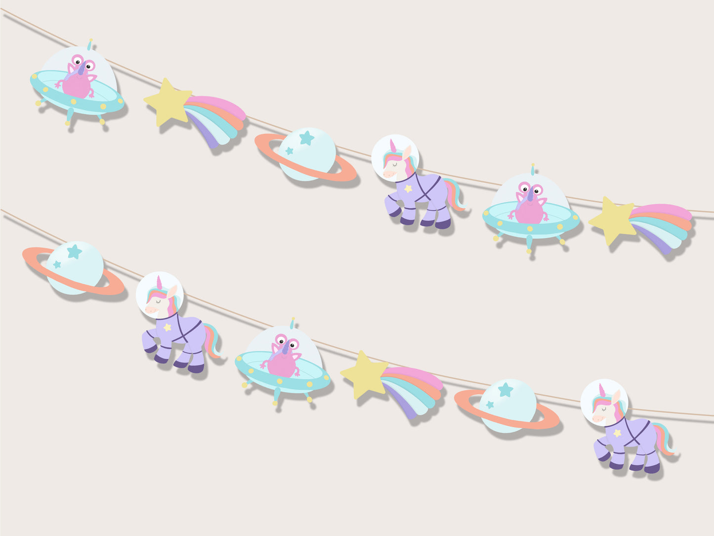 Printable Astronaut Unicorn Garland