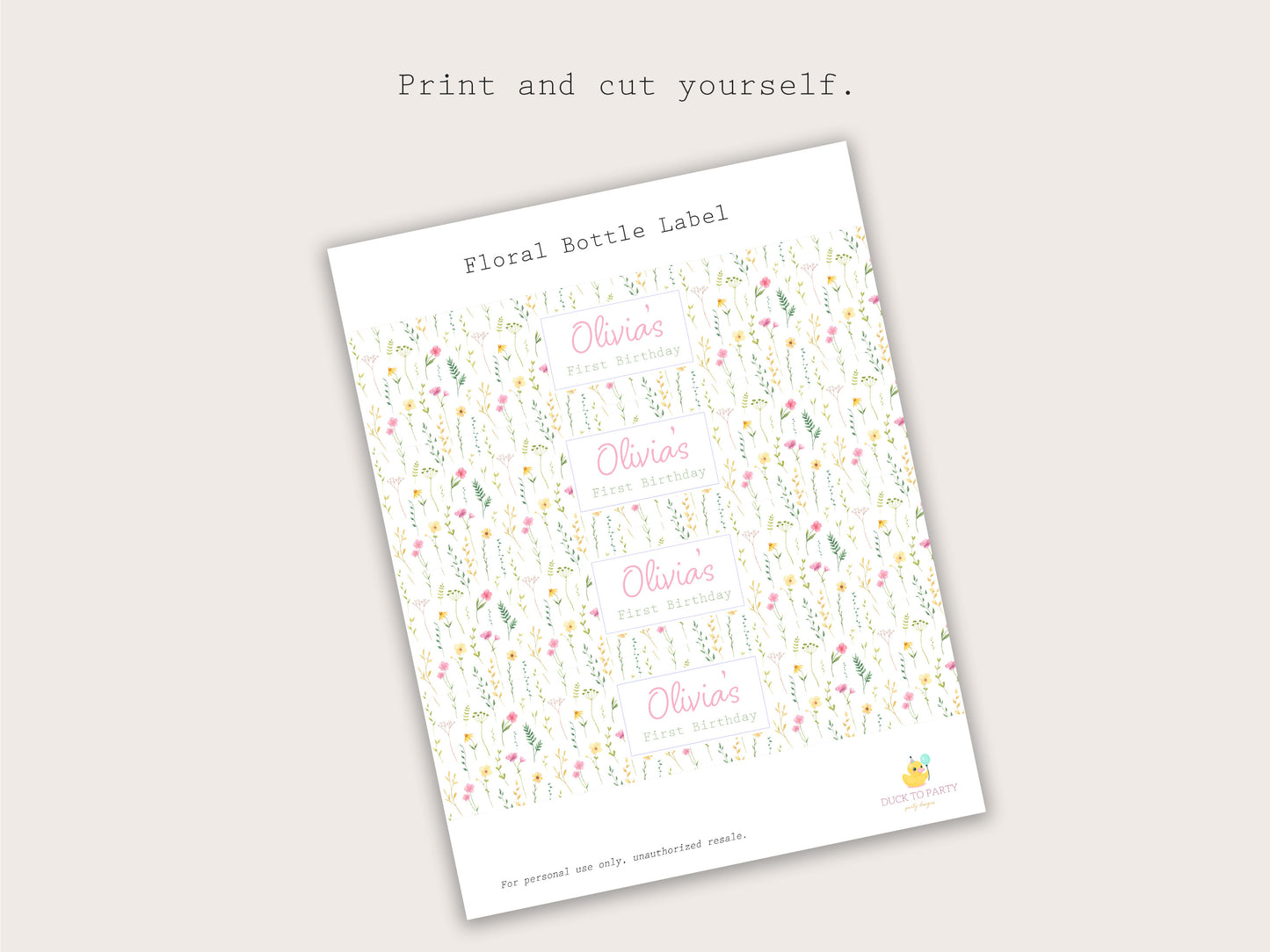 Floral Bloom Bottle Labels - Printable & Customizable