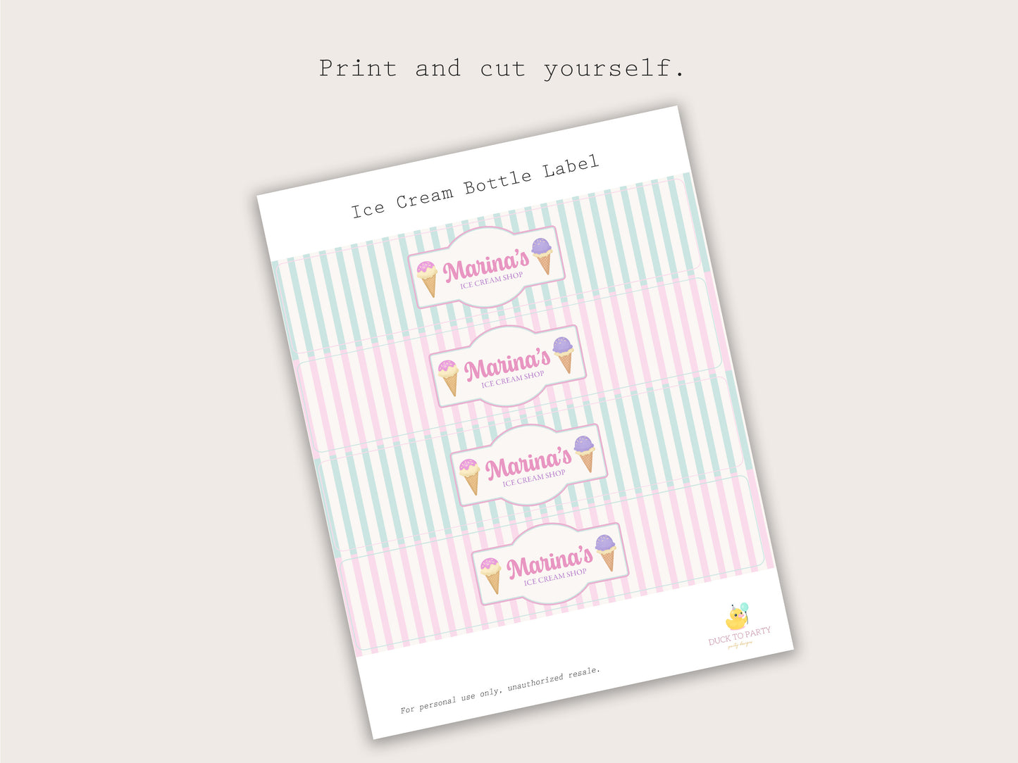 Ice Cream Bottle Labels - Printable & Customizable
