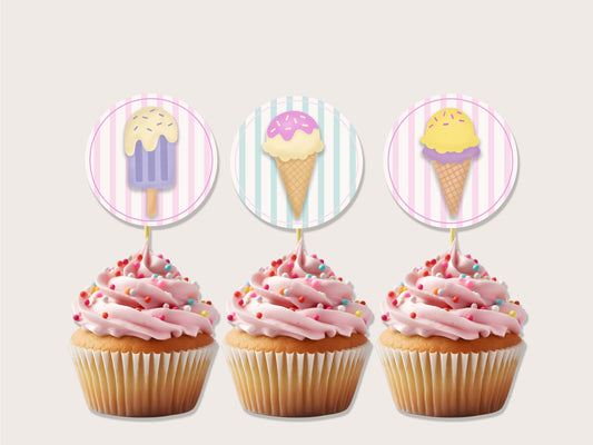 Printable Ice Cream Cupcake Toppers