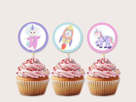 Printable Astronaut Unicorn Cupcake Topper