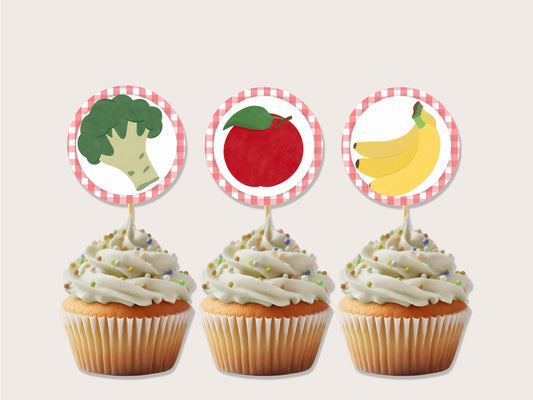 Printable Farmers Market Cupcake Toppers