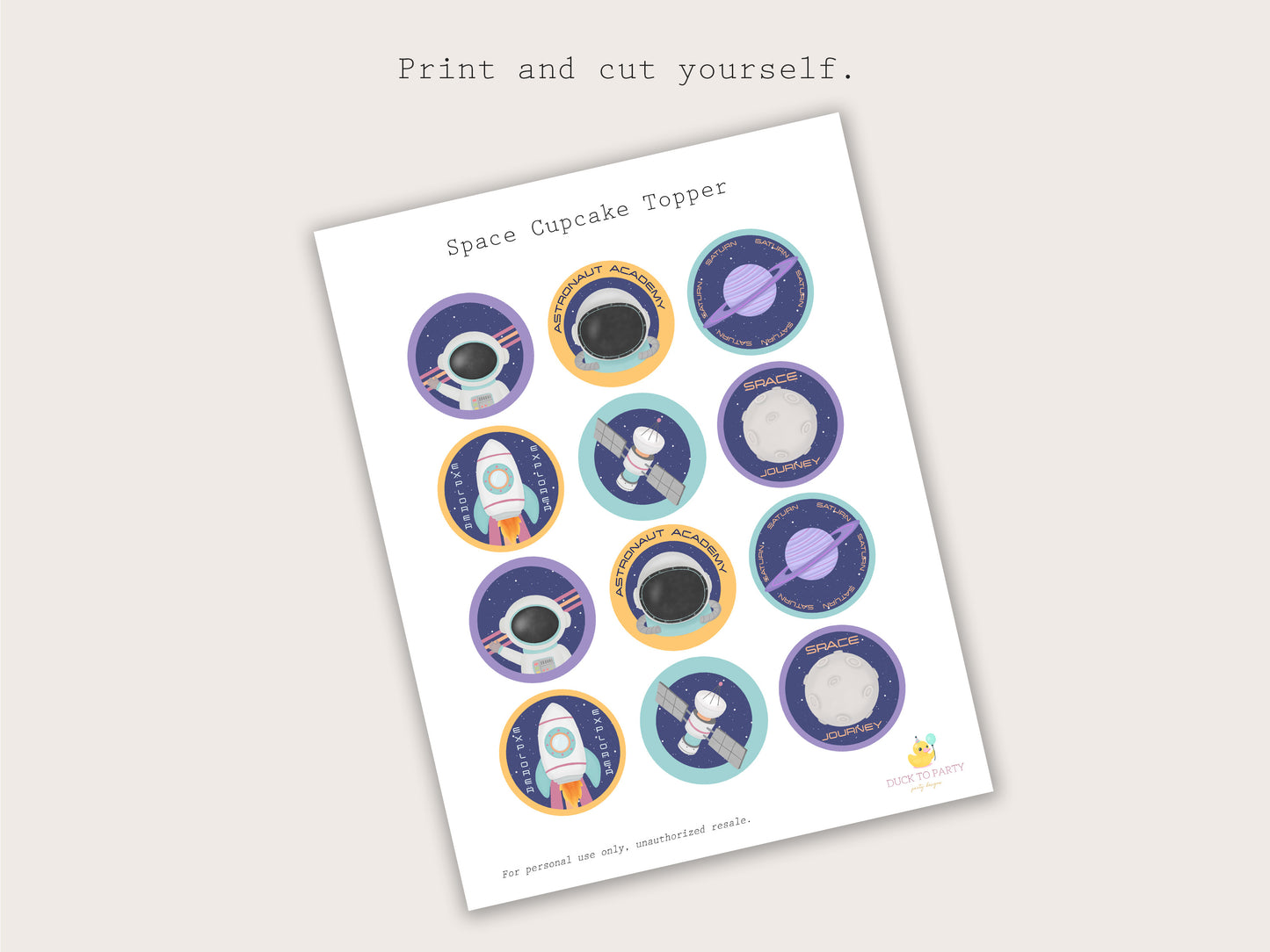 Printable Space Cupcake Toppers