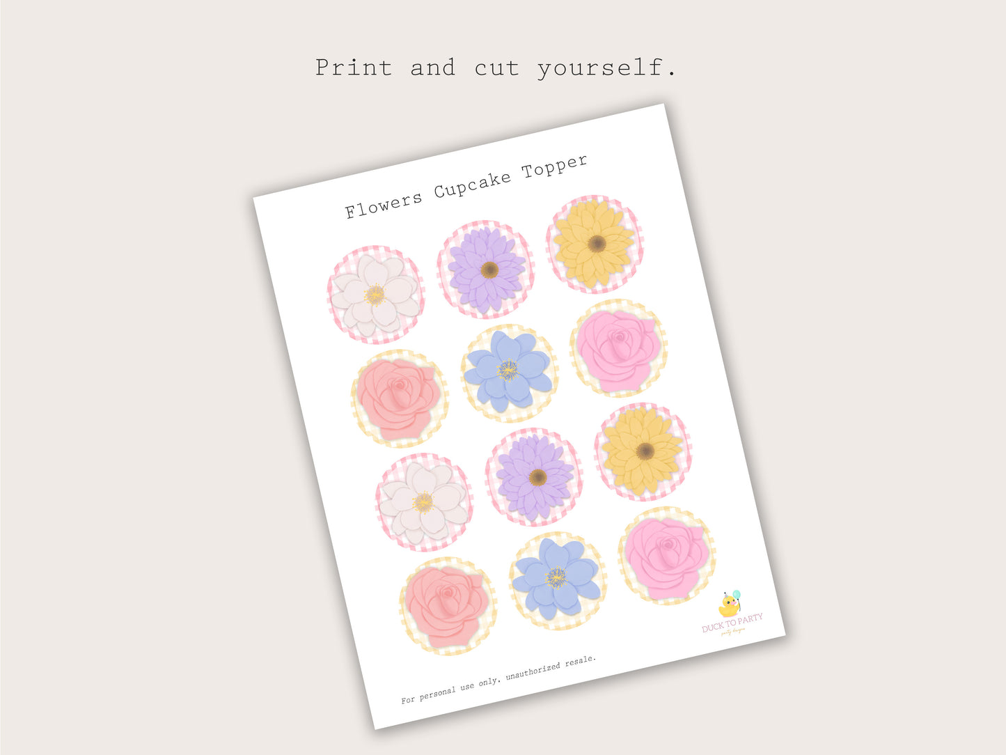 Printable Flower Cupcake Toppers