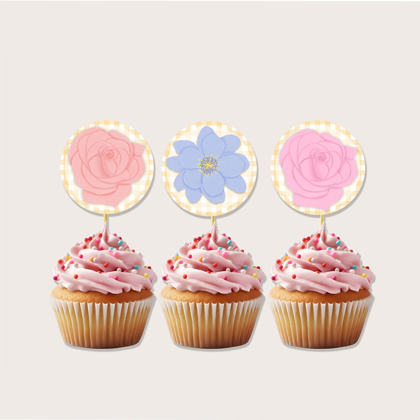 Printable Flower Cupcake Toppers