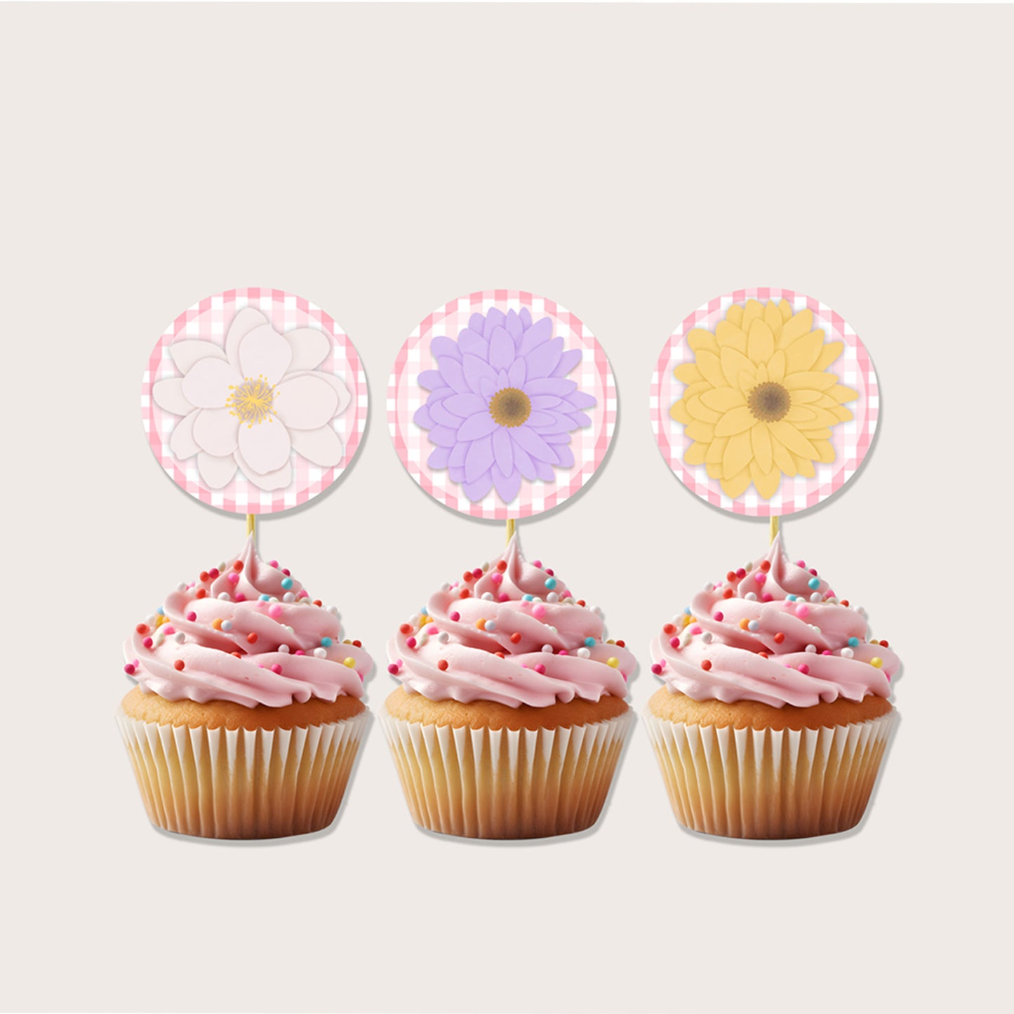 Printable Flower Cupcake Toppers