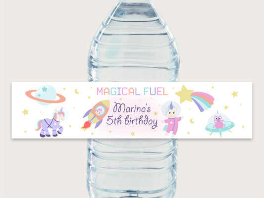 Astronaut Unicorn Bottle Labels - Printable & Customizable