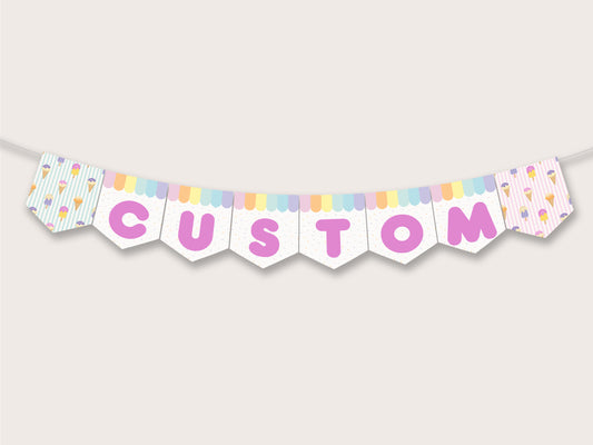 Ice Cream Party Banner – Printable & Editable