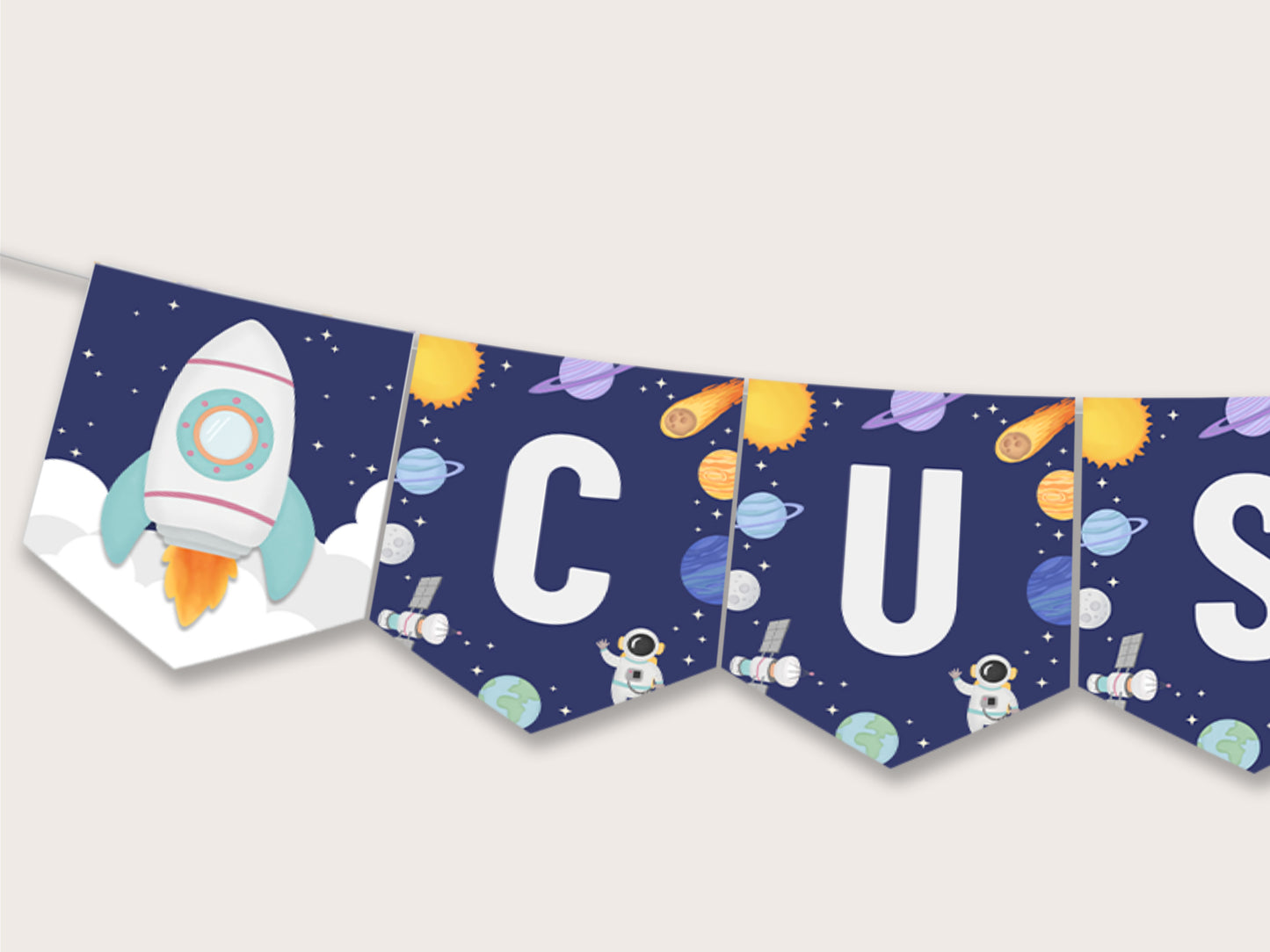 Space Party Banner - Printable & Editable