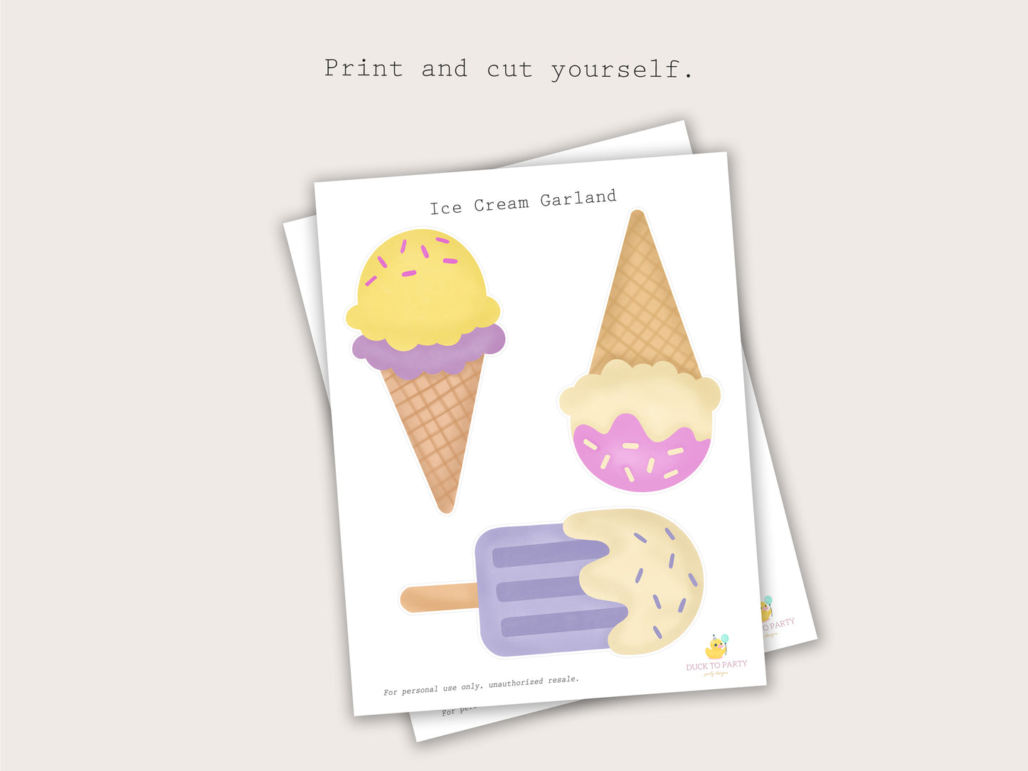 Printable Ice Cream Garland