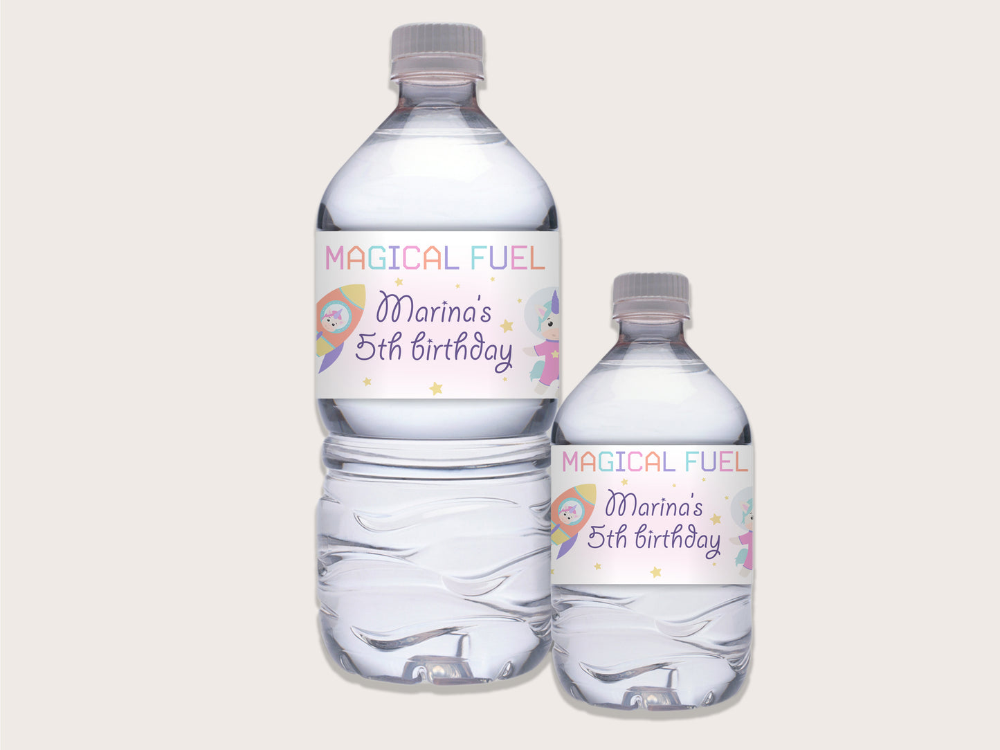 Astronaut Unicorn Bottle Labels - Printable & Customizable