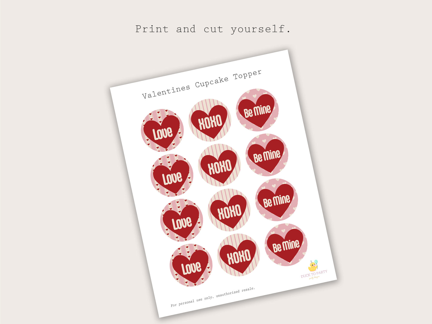 Printable Valentine's Cupcake Topper