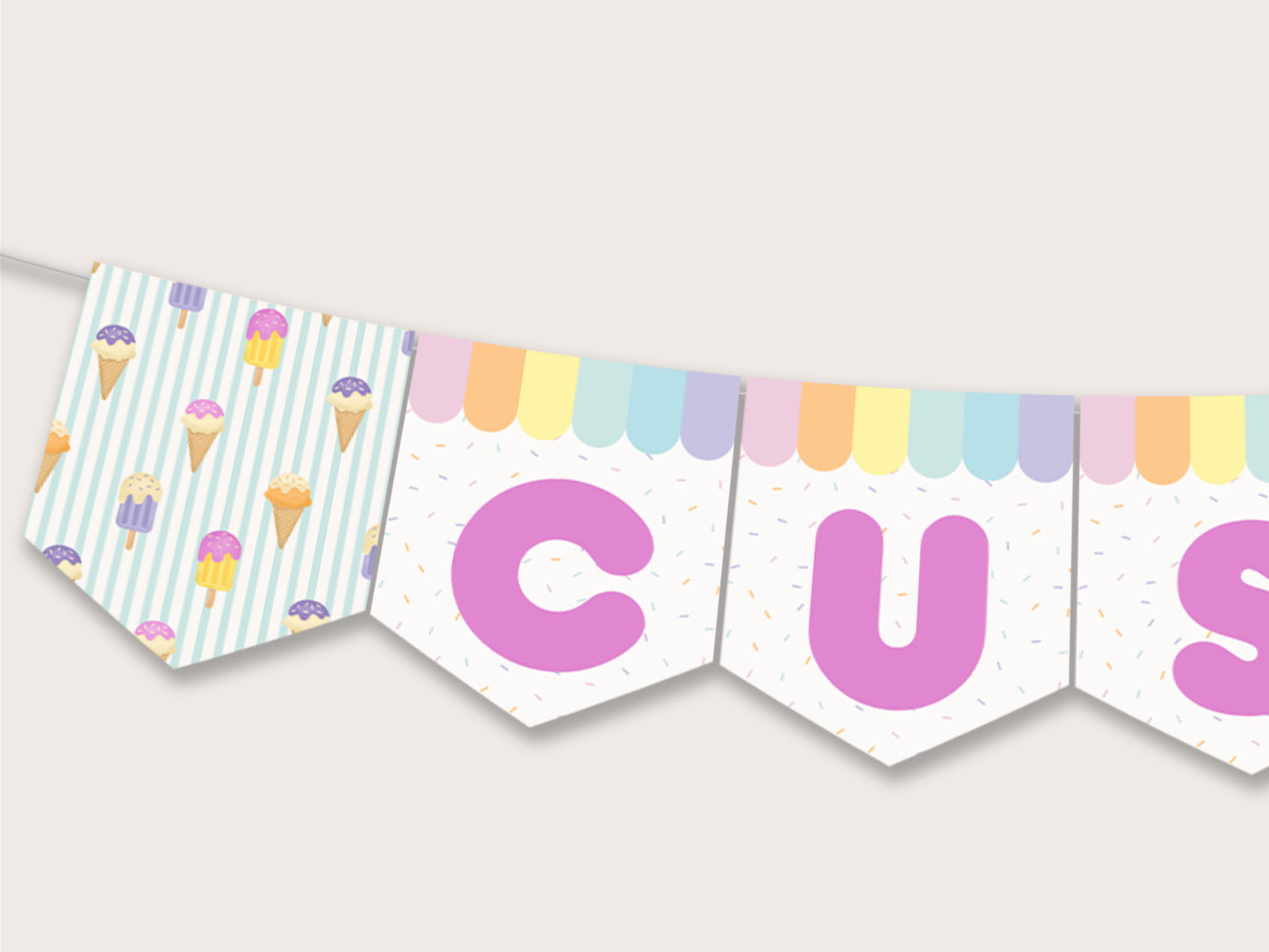 Ice Cream Party Banner – Printable & Editable