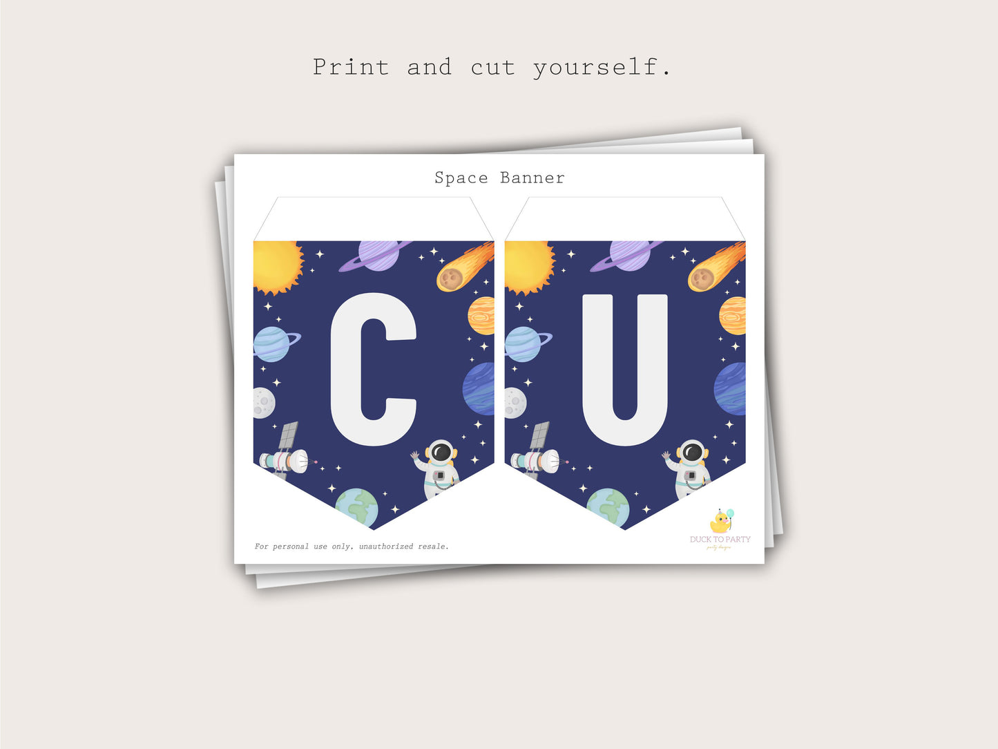Space Party Banner - Printable & Editable