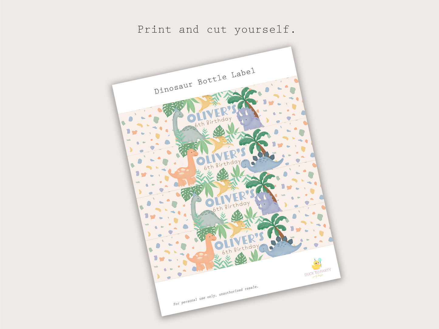 Dinosaur Bottle Labels - Printable & Customizable
