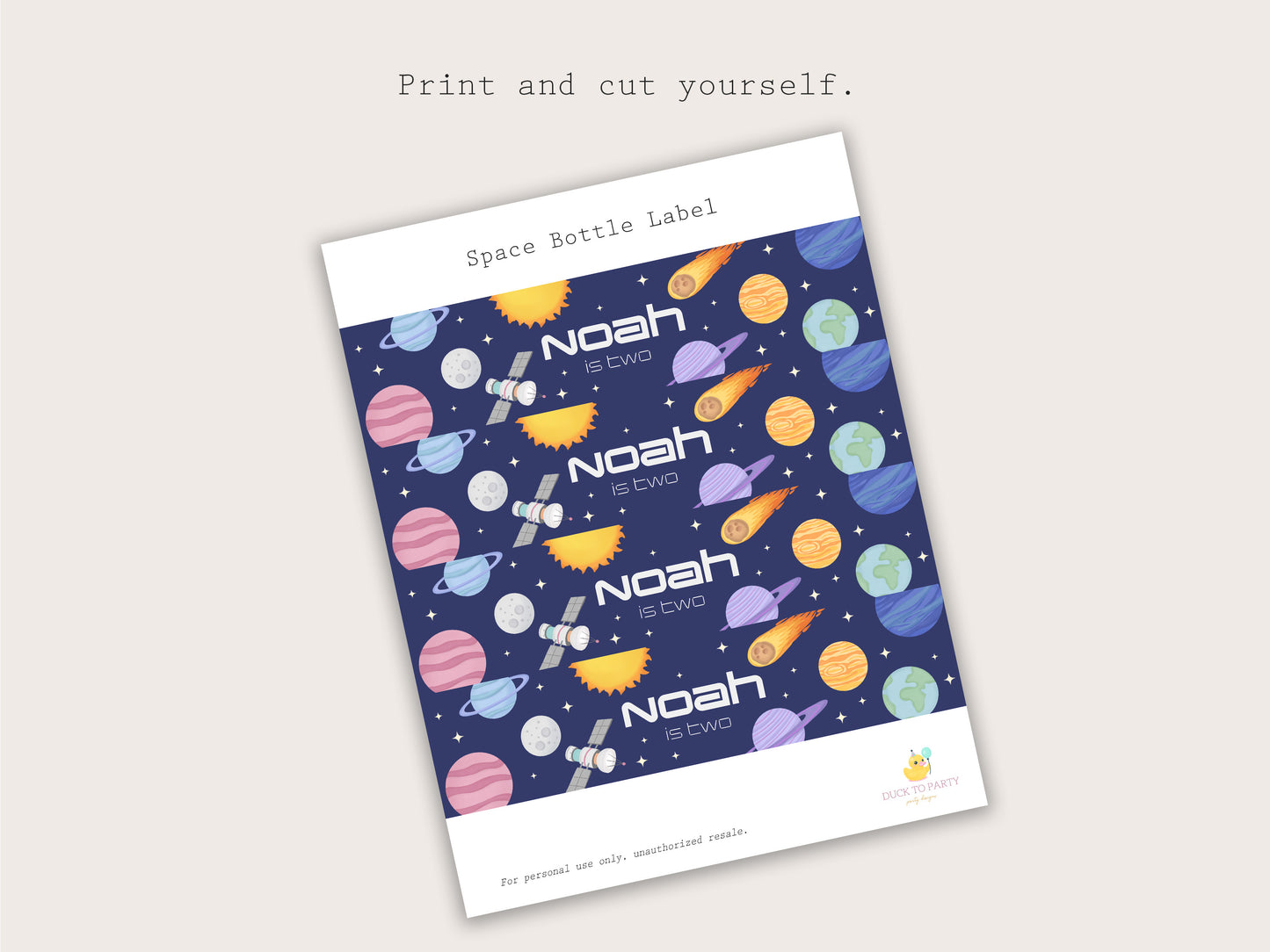 Space Bottle Labels - Printable & Customizable