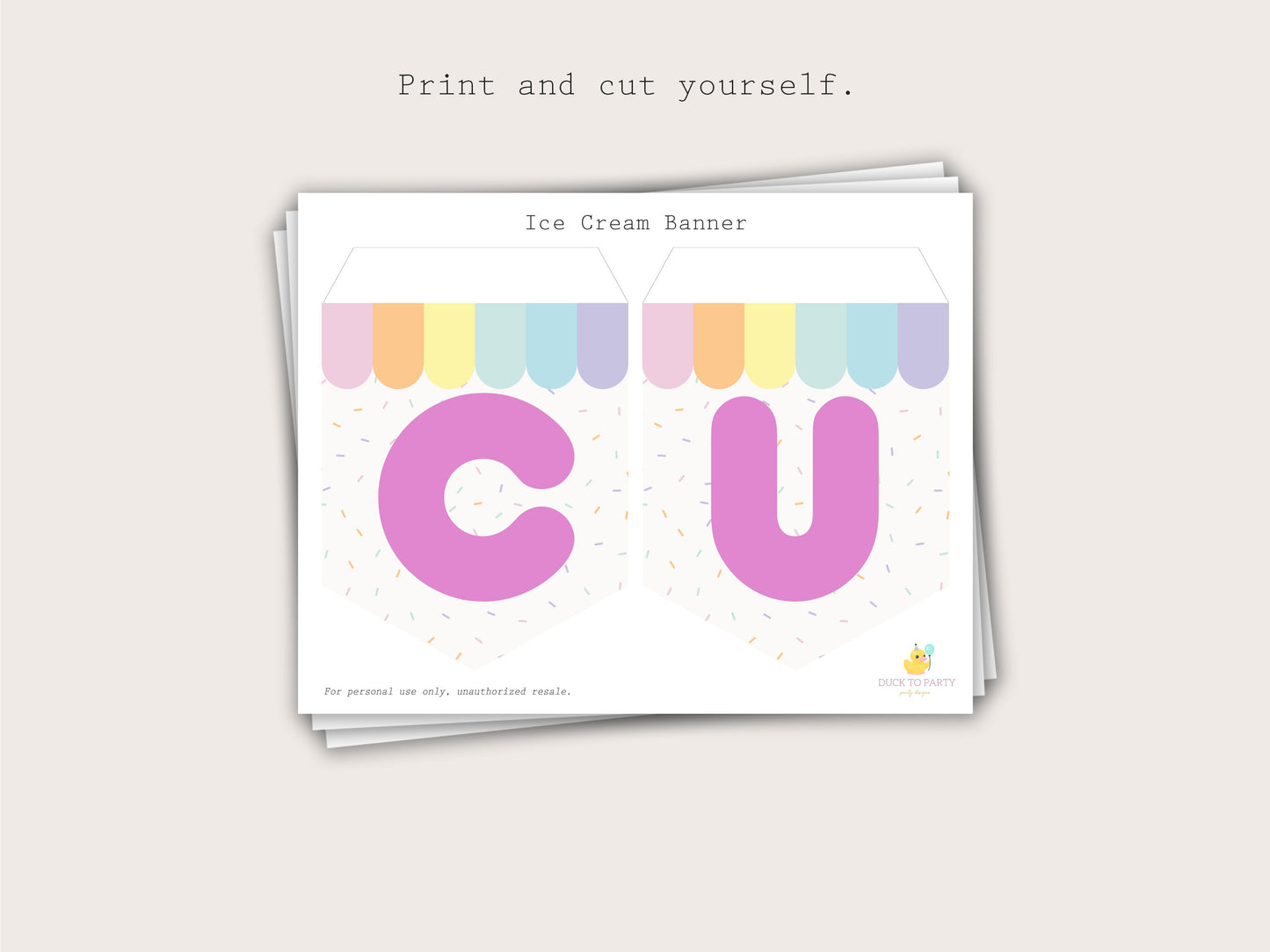 Ice Cream Party Banner – Printable & Editable