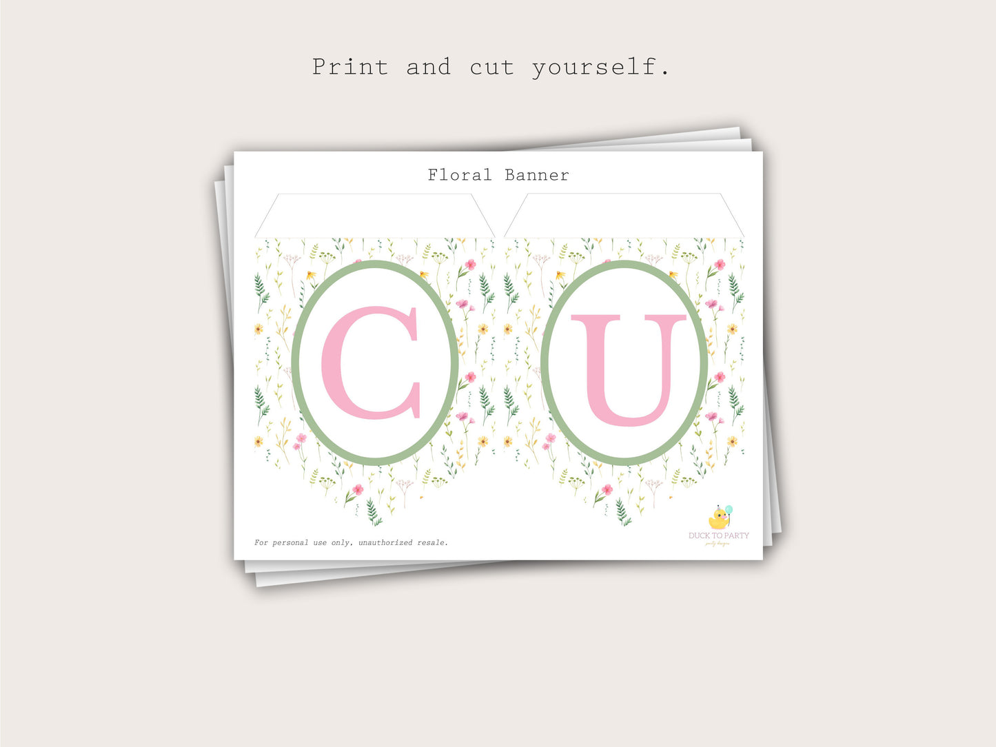 Floral Party Banner - Printable & Editable