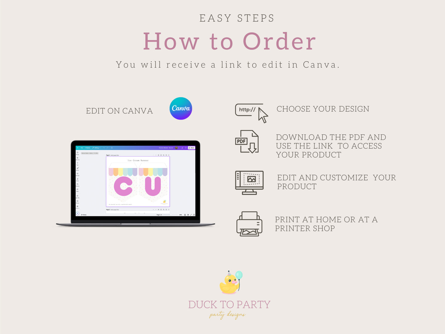 Ice Cream Party Banner – Printable & Editable
