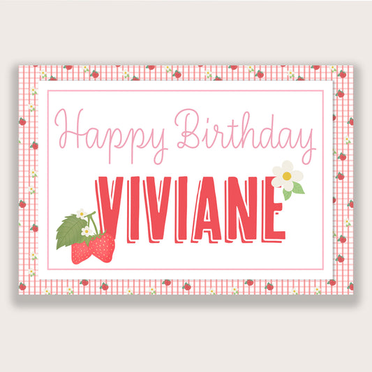 Strawberry Birthday Background - Printable & Customizable