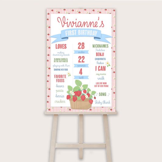 Strawberry Milestone Poster - Printable & Customizable