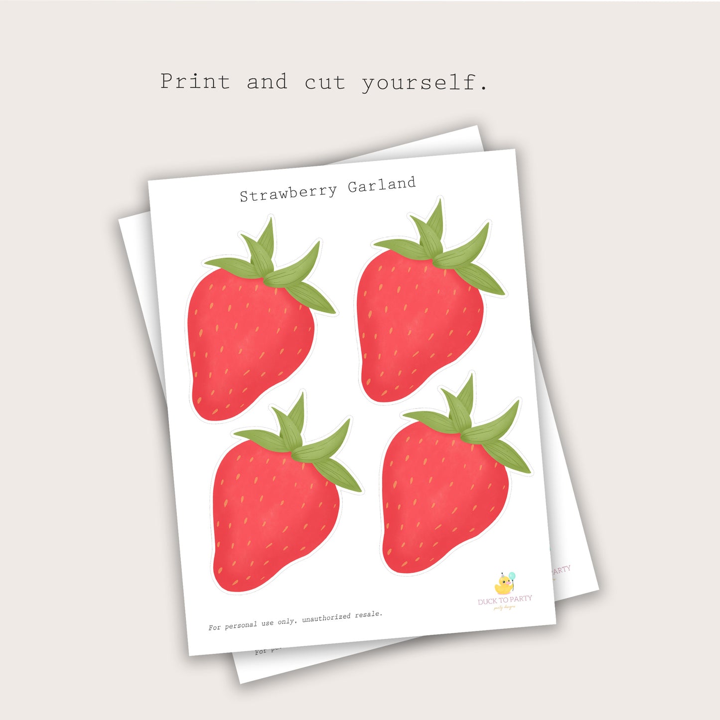 Printable Strawberry Garland