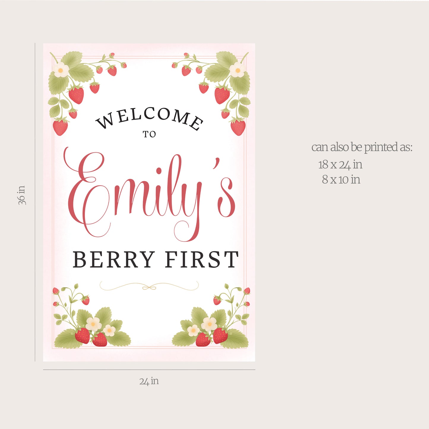 Printable Strawberry Welcome Sign