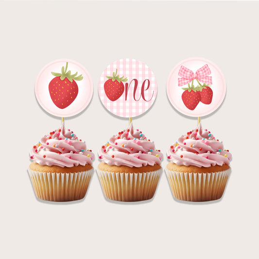 Printable Strawberry Cupcake Topper