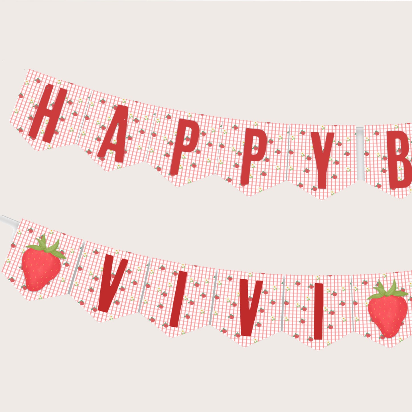 Strawberry Birthday Banner - Printable & Customizable