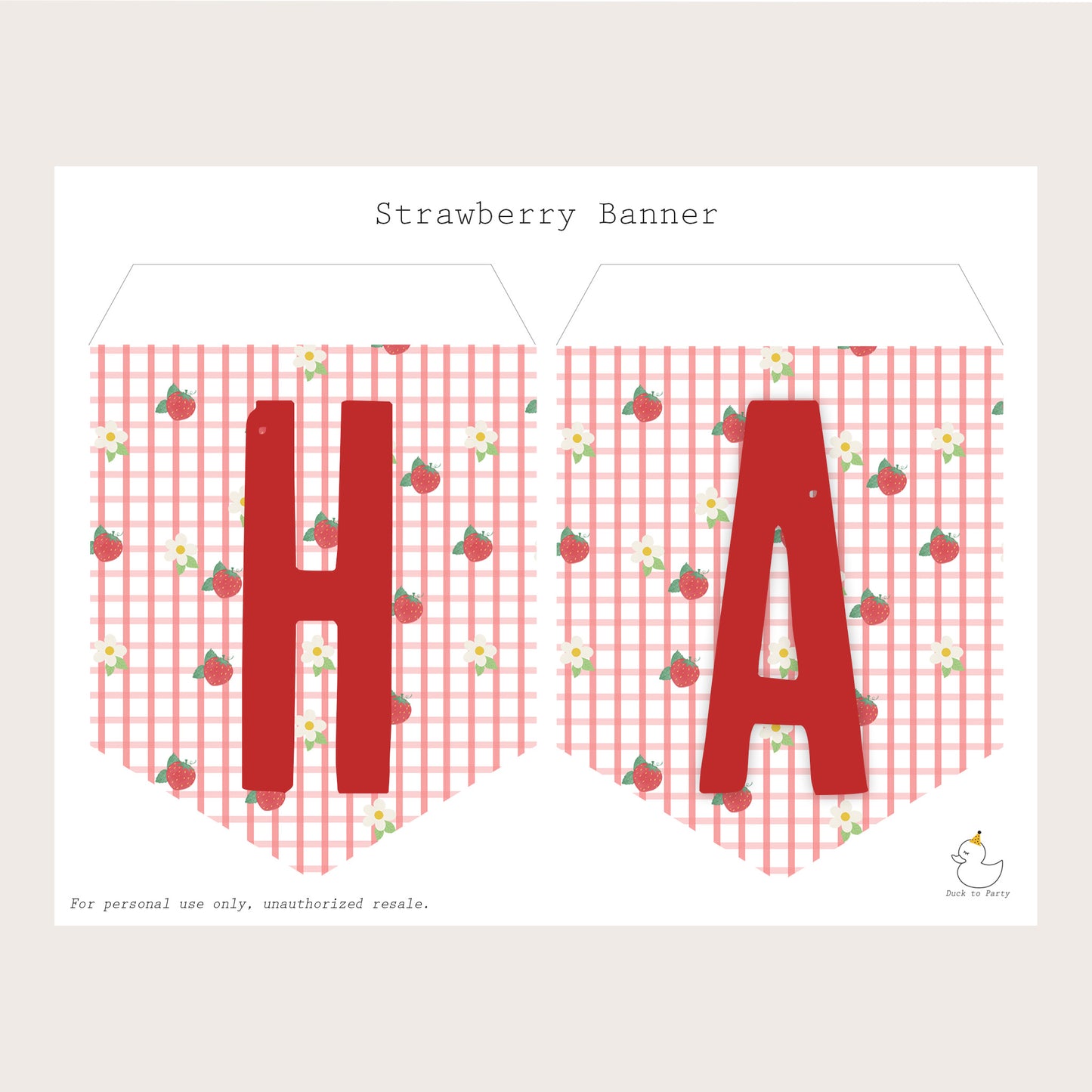 Strawberry Birthday Banner - Printable & Customizable