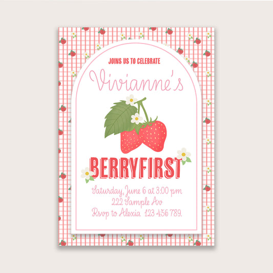 Strawberry Birthday Invitation - Printable & Customizable